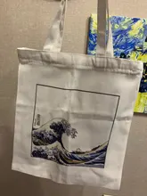 Bolso de lona de gran capacidad con impresión divertida de onda japonesa, bolso de hombro femenino de moda Harajuku con dibujos y letras Ulzzang con cremallera