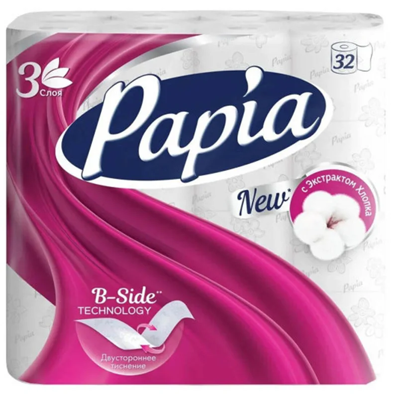 Туалетная бумага Papia белая трёхслойная 32 рулона. | Красота и здоровье