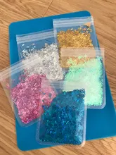 Letras holográficas de resina epoxi con purpurina gruesa, letras gruesas, lentejuelas mezcladas, alfabeto, 5 colores, 2g por