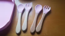 Feeding-Bowl Fork-Spoon Dishes Suction-Cup Wooden Baby Silicone Kids Childrens 