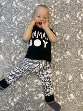 Conjunto de ropa de algodón para recién nacido, camiseta de manga corta con estampado de letras, pantalones informales, trajes para niños pequeños