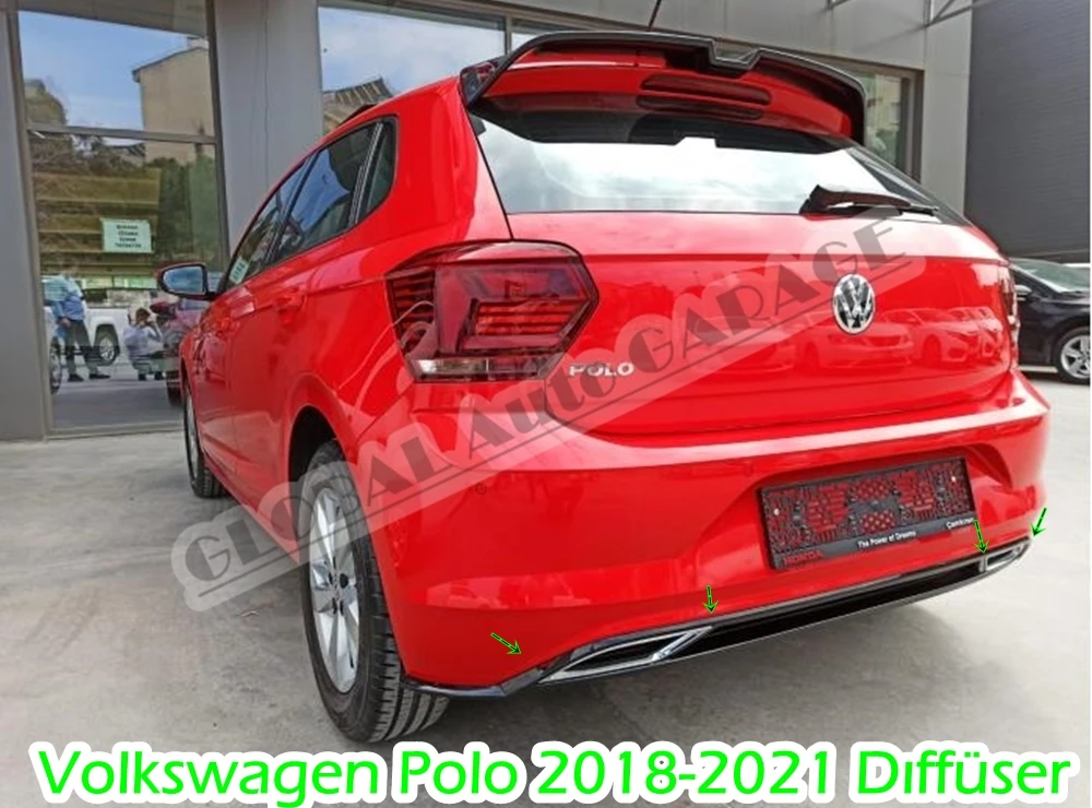 

For Vw Volkswagen Polo 2018-2021 Diffüser Rear Bumper Extension Attachment Car Styling Auto Universal Spilitter Accessory Lip