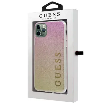 

Case cover iPhone 11 Pro Max license Guess Glitter pink and gold lettering