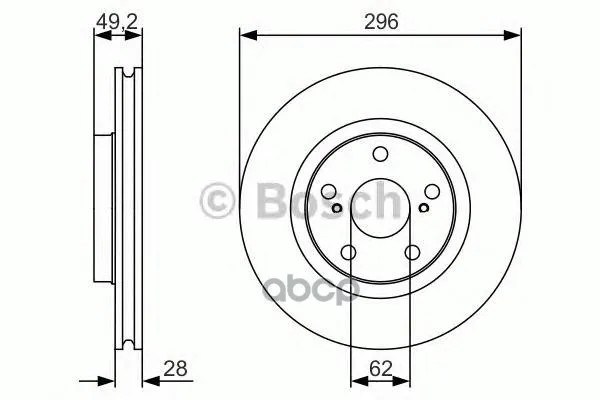 Диск Тормозной Передн Lexus: Es 06-, Toyota: Auris/Camry Седан/Mirai/Prius Plus/Rav 4 Iii-Iv/Vanguard 05- Bosch арт. 0986479S22