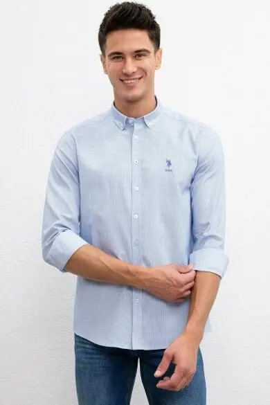 U.S. POLO ASSN. White Dobby Slim Shirt | Мужская одежда