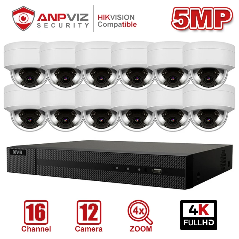 - Anpviz 16CH 4K NVR 5MP Dome Audio4X Optical POE IP Camera Kit HomeOutdoor Security Systems CCTV Video Surveillance NVR Kit