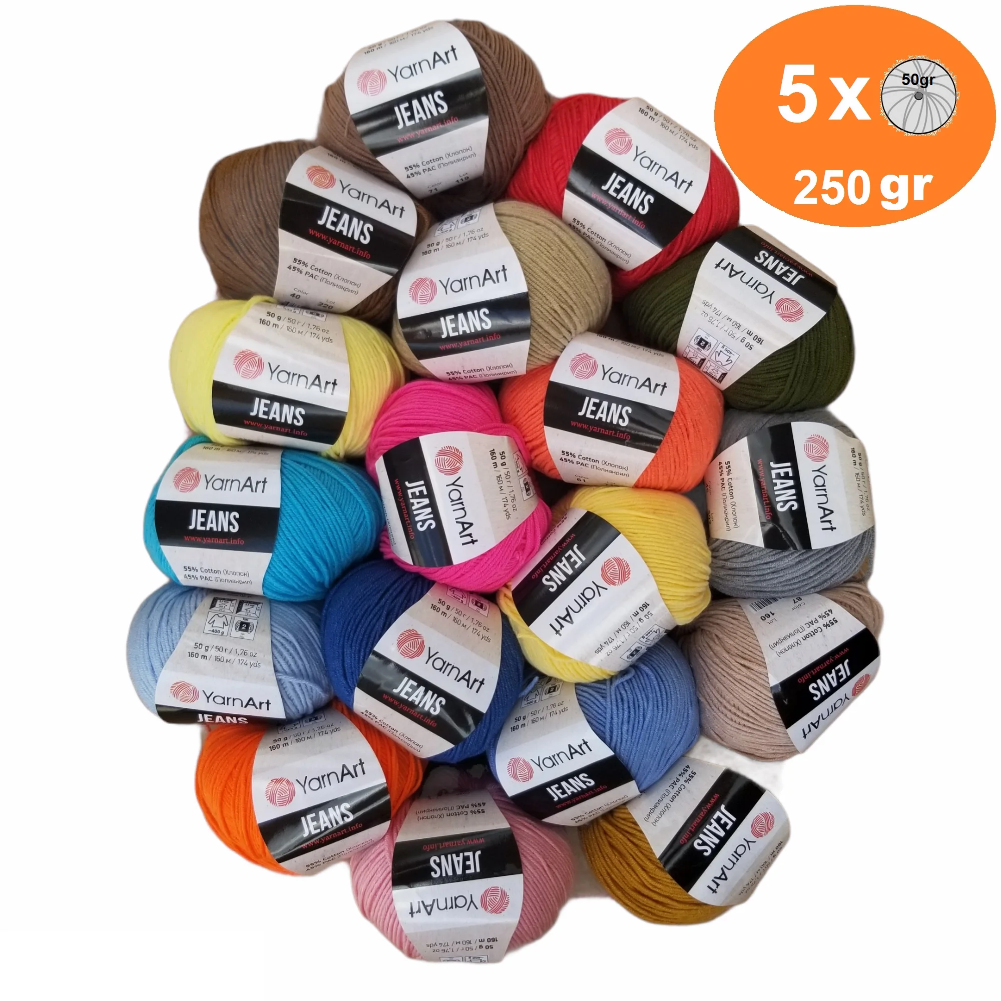 

Yarnart Jeans Yarn 5x 50gr-160m %55 Cotton - %45 PolyAcr Cardigan Sweater Shawl Blouse Home Textile Amigurumi Crochet Knitting