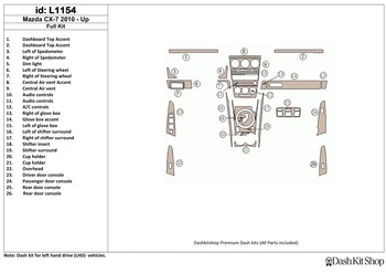 

Interior trim for Mazda CX7 2010-UP. Set L1154.