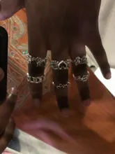 Sindlan-anillo gótico de plata para mujer, Set de 6 uds. De Anillos con diseño de corazón Punk, mariposa, Cupido, joyería femenina