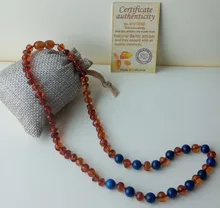 HAOHUPO-collar de dentición de ámbar del Caribe para mujer, Original, certificado de suministro, cristal Rosa + pulsera de ámbar dorado para regalo de bebé