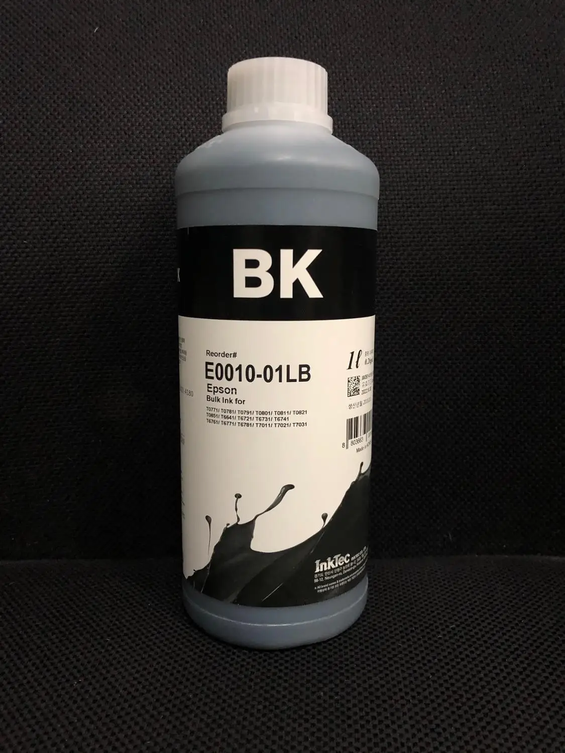 Чернила 1л(1000ml) INKTEC PREMIUM(Made in Korea) E0010(T0821-T0826) для EPSON R270\R290\T50\P50\L850\L800\L805 - Цвет: Чёрный (Black)