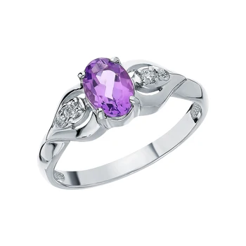 

Silver ring with amethyst and cubic zirconia sunlight sample 925