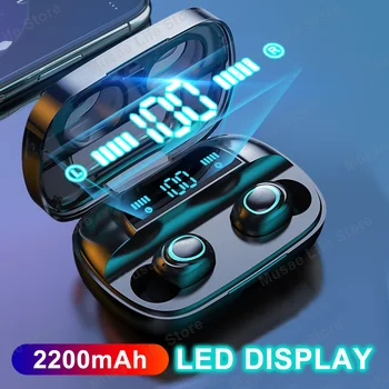 

TWS Bluetooth Earphone With Microphone LED Display Wireless Bluetooth Headphones Earphone Waterproof Headsets 2200mAh Power Bank