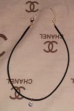 Gargantilla de Poputton con diamantes de imitación para mujer, joyería de terciopelo negro, gargantilla de cuerda, collar con colgante para mujer 2018