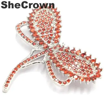 

45x39mm Beautiful 13.4g Dragonfly Shape Created Orange Spessartine Garnet Wedding European 2019 Silver Brooch