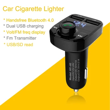 

ONKAR Car FM Transmitter Wireless Cigare tte Lighter Bluettoth HandsFree MP3 Player LED TF Dual USB Charger