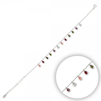 

KUTAYDAN 925 Sterling Silver Dangle Drop Zircon Stone Bracelet