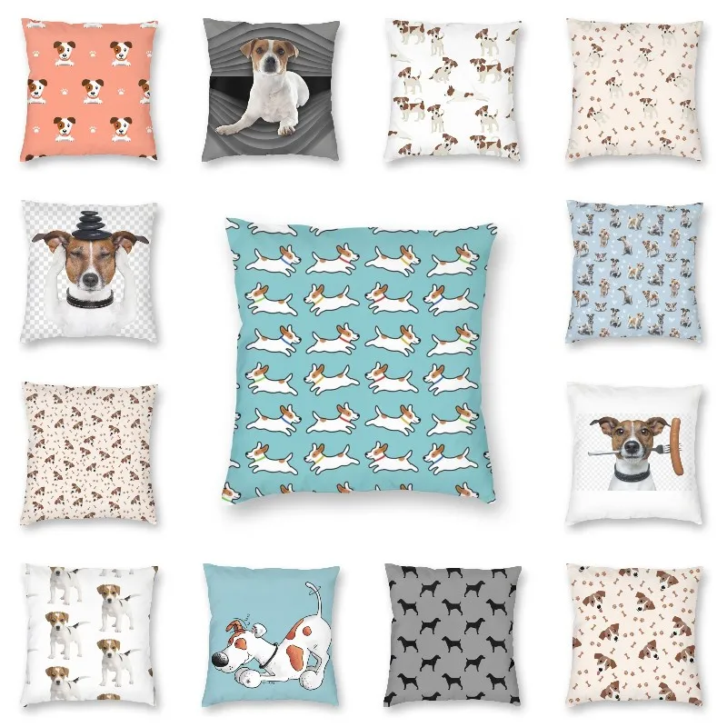 

Fashion Cute Jack Russell Terrier Running Dog Cushion Cover Polyester Throw Pillow for Car Pillowcase Living Room Decoration