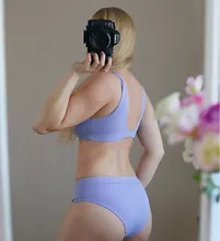 INGAGA Bikinis Sexy cintura alta traje de baño mujeres traje de baño Bikini Push Up de canalé de baño trajes de baño negro Bikini con cuello en V 2021 nuevo