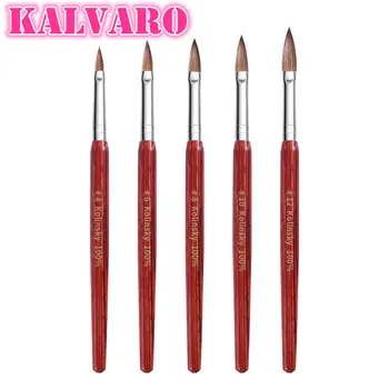 

Printed Mink Hair Nail Art Painting Brush Red Wood/Crystal Handle UV Gel Builder Drawing Pens Beginners Salon Manicure Tool