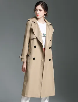 

Obrix 9 Vintage Female Trench Casual Trendy Double Breasted V-Neck Shortened Sleeve Streetwear Trench For Women