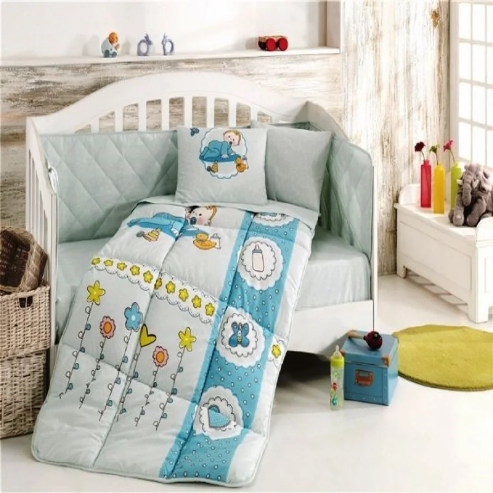 

Infant Baby Crib Bedding Bumper Set For Boy Girl Nursery Cartoon Animal Baby Cot Cotton Soft Made in Turkey GARDENt Antiallergic