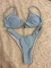 Conjunto de Bikini brasileño sin relleno para mujer, bañador Sexy de realce, traje de baño Bandage en 4 colores, envío directo