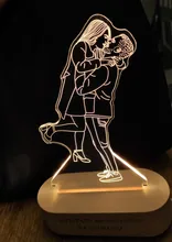 Night-Light Wooden-Base Christmas-Gift Photo-Customized Wedding DIY Holiday for USB 3D