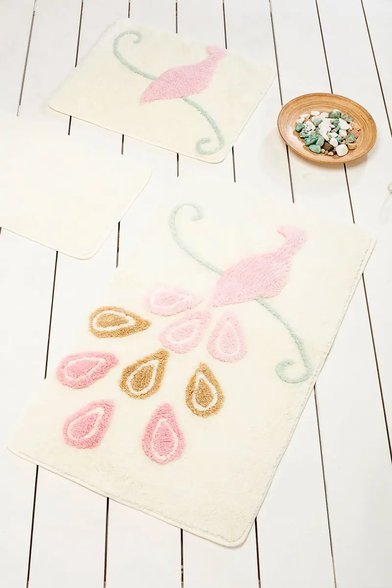 Коврик для ванной | коврик для ванной нескользящие Противоскользящие коврики Павлин экрю 3л набор 60X100 cm-50X60 Cm-40X60 см