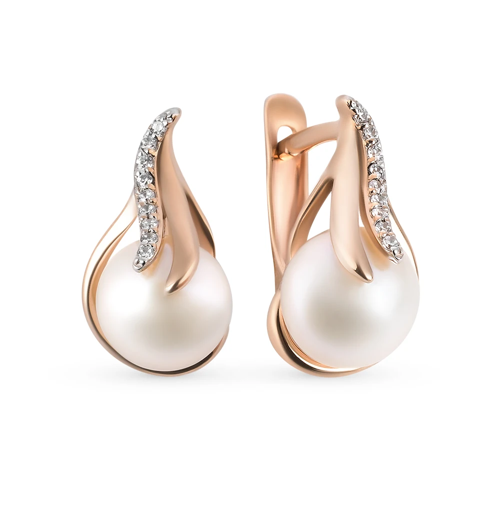 Купить Золотые Серьги С Жемчугом Де Флер