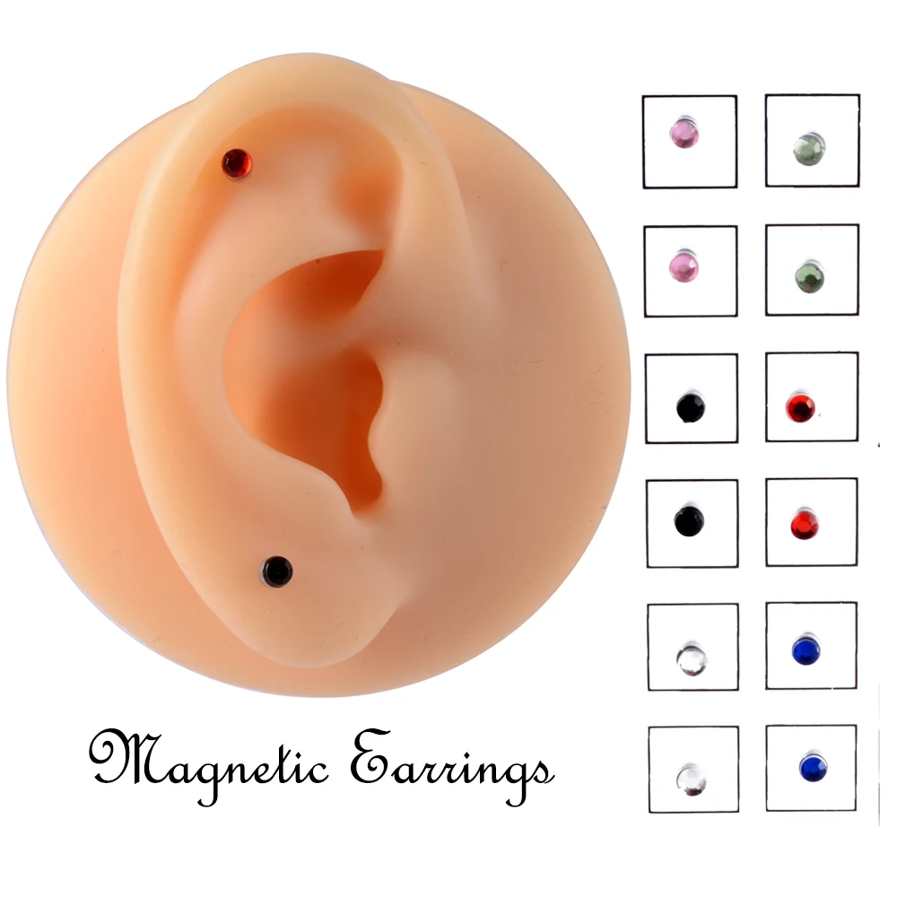 12PCS/Card Fake Cheater Non Pierced Magnet Ear Tragus Cartilage Lip Labret Stud Nose Ring Jewelry Magnetic Earring | Украшения и