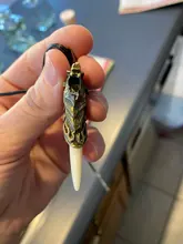 Collar de diente de lobo para hombre, colgante de resina con cabeza de Lobo de aleación, con cuerda de cuero, joyería #19006