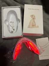 Chin V-línea de elevación máquina de la correa rojo azul terapia de fotones LED adelgazamiento Facial vibración masajeador Dispositivo de Lifting Facial V cuidado de la cara