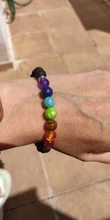 7 Chakra encantos pulseras piedra de Lava para hombres y mujeres aceites esenciales difusor cuentas de piedra Natural de la cadena de moda joyería hecha a mano