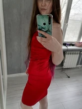 CNYISHE Elegant Satin Dresses for Women Solid Red Black Midi Dress 2020 Fashion Winter