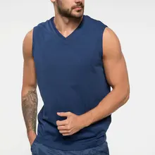 DeFacto мужские летние хлопковые майки синего цвета, мужские повседневные дышащие топы без рукавов, мужские спортивные Underwears-H0757AZ18SM