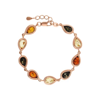 

Silver Bracelet with amber sunlight