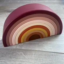 TYRY.HU-mordedor de silicona para bebé, mordedor educativo de arcoíris suave, bloques de apilamiento plegables 3D, juguetes libres de bisfenol A, 7/10 Uds.