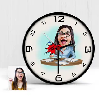 

Personalized Women 'S Announcer Cartoon Wooden Wall Clock-1