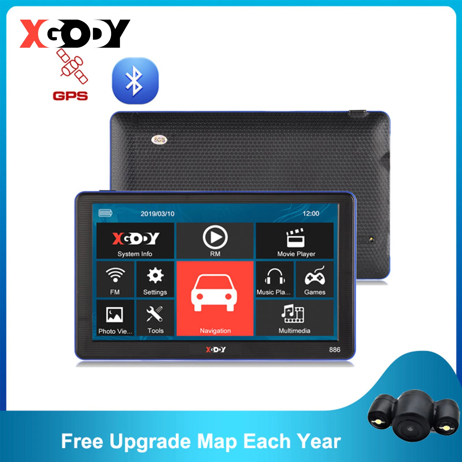 XGODY Car GPS 7'' Truck Car Navigation 256M+8GB Capacitive Screen ...