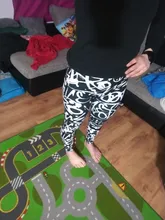 LETSFIND marca de moda de invierno de las mujeres de talla grande pantalones 3D LETRA DE garabato elemento Digital de impresión de alta cintura suave polainas