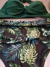 Bikini femenino con cuello Halter y cintura alta, traje de baño con cuello halter y cintural alta con estampado floral en talla XXL