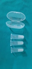 Cepillo de dientes de silicona para dedos de bebé + caja, cepillo de dientes de silicona suave transparente para niños, cepillo de limpieza de goma para bebés