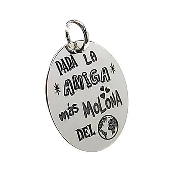 

Pendant 925 Sterling silver m sheet oval message friend World AB5383GR] -Customizable-RECORDING INCLUDED IN THE PRICE