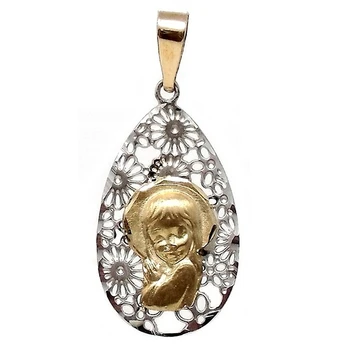 

Medal Gold and Silver 18k/925um Virgin Nina oval teardrop [5779]