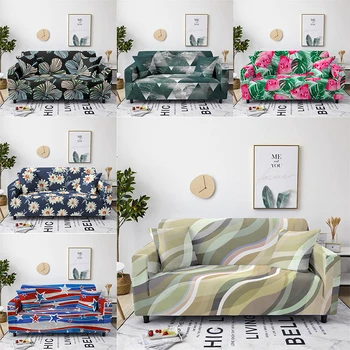 

Floral Geometric Stretch Slipcovers For Living Room Printed Stretch Sofa Covers Furniture Protector L Shaped Couch Cover