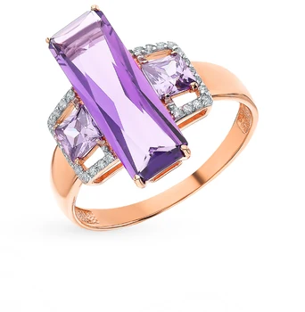 

Gold ring with amethyst and cubic zirconia sunlight sample 585