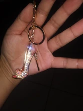 Llavero con zapatilla de tacón alto con diamantes de imitación, monedero de cristal, bolsa de llavero de coche, llavero de aleación decorativo