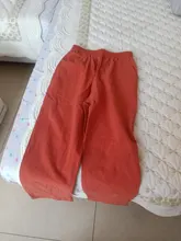 Pantalones de lino y algodón para mujer, pantalón harén holgado, informal, con cintura elástica, Color liso, para primavera y verano