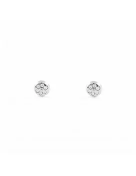 

Baby earrings or Girl White Gold Round with zircons